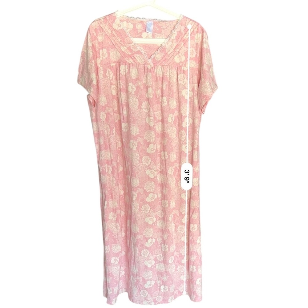 Adonna Rose Dream Garden Pink Floral Lace Trim Nightgown XL NWT - Picture 5 of 6